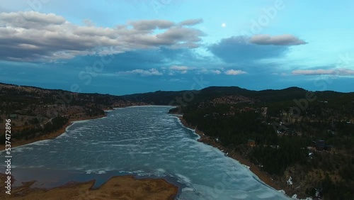 Drone footage of Barker Meadows Reservoir. Nederland Colorado. traveling down resevior photo