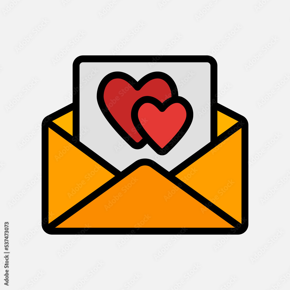 Love letter icon in filled line style about email, use for website mobile app presentation Love letter icon in filled line style about email, use for website mobile app presentation