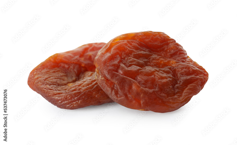 Tasty dried apricots isolated on white. Healthy snack Tasty dried apricots isolated on white. Healthy snack
