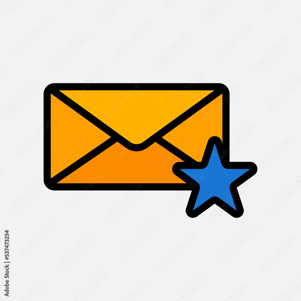 Favourite icon in filled line style about email, use for website mobile app presentation Favourite icon in filled line style about email, use for website mobile app presentation