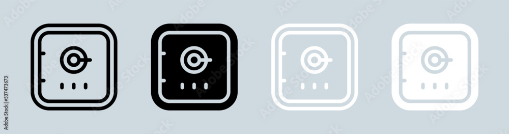 Safe box icon set in black and white colors. Saving signs vector illustration. Safe box icon set in black and white colors. Saving signs vector illustration.