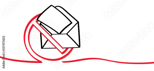 No spam. Stop, no paper envelopes. Post box or post sign. No inbox, advertising, junk mail icon. Vector postcard, envelope symbol. Cartoon email or mailing. Wrong address email. Envelope