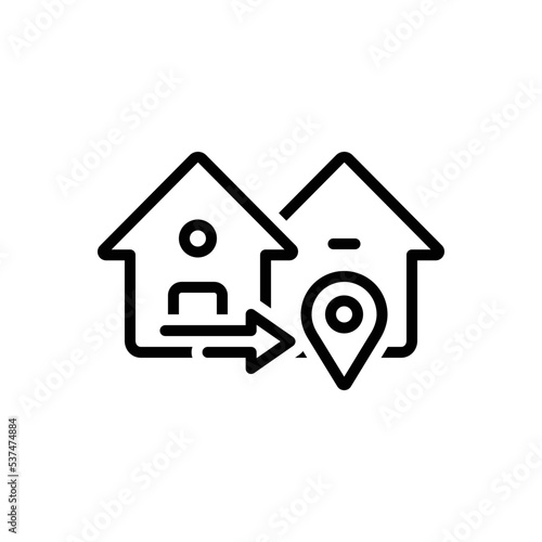 Black line icon for near