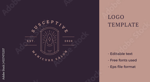 Finger with nail logo emblem design template vector illustration in minimal line art style