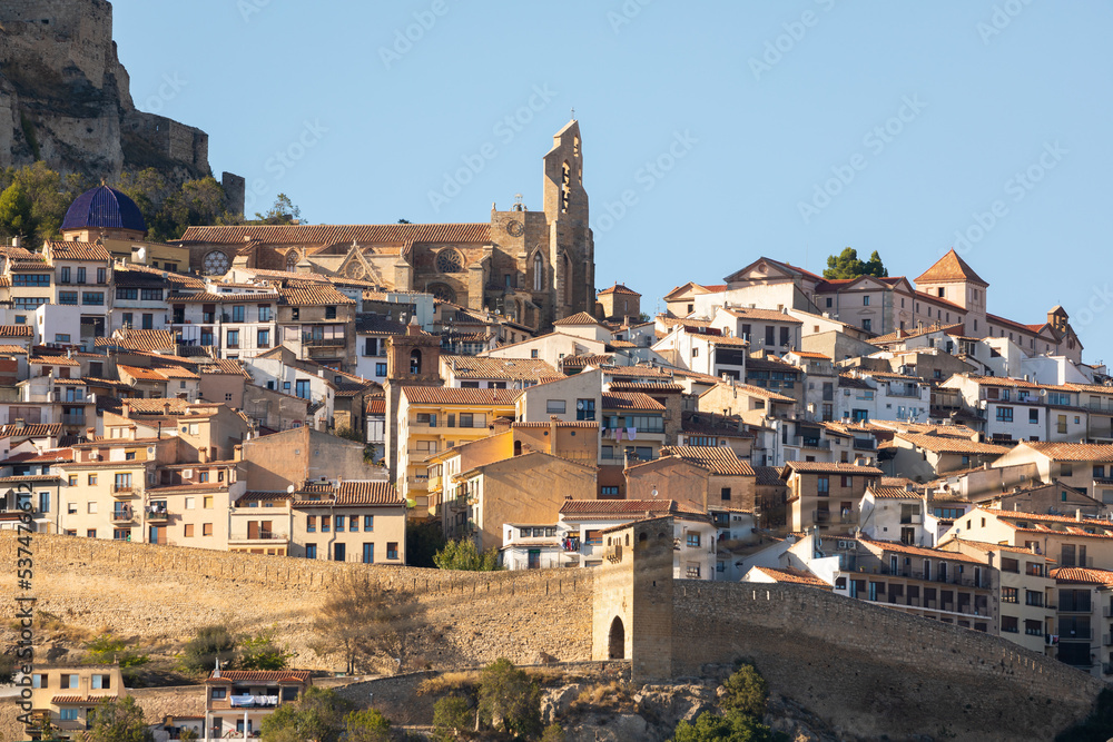 Archpriestly Basilica of Santa Maria la Mayor in the town of Morella, an ancient, landmark, walled town located on top of a hill in the province of Castellón, Valencian Community, Spain