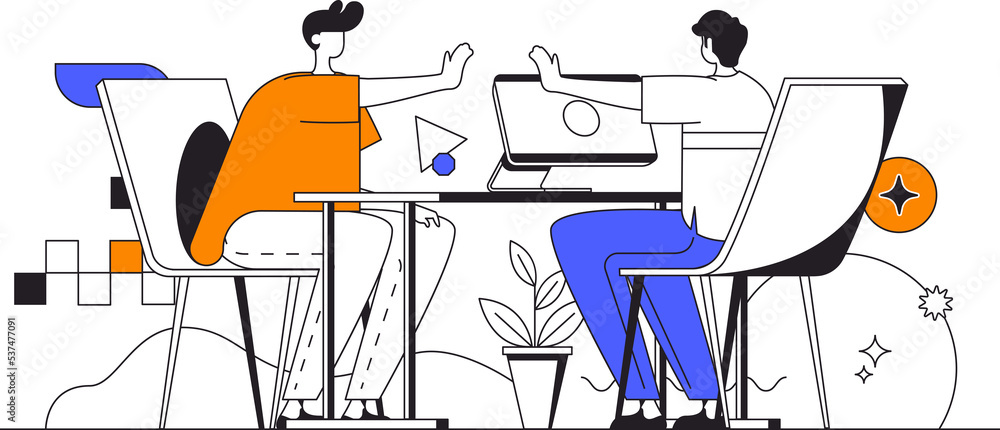 Best feedback web concept in flat outline design with characters ...