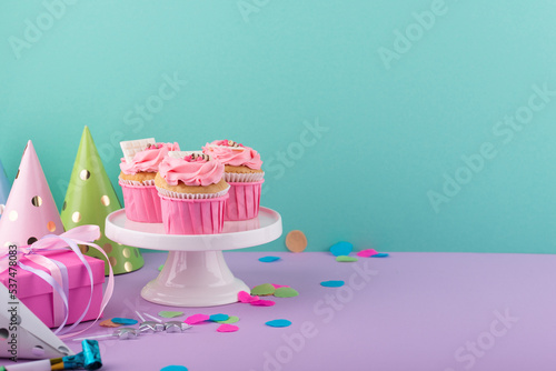 Birthday partry concept with cupcake