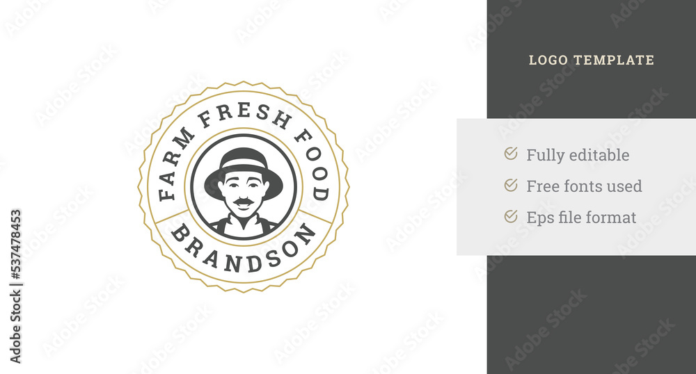 Premium circle angled geometric farm local market logo design template vector illustration Premium circle angled geometric farm local market logo design template vector illustration