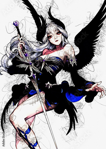 ANGEL WARIOR GAMING ANIME ILLUSTRATION POSTER IMAGE