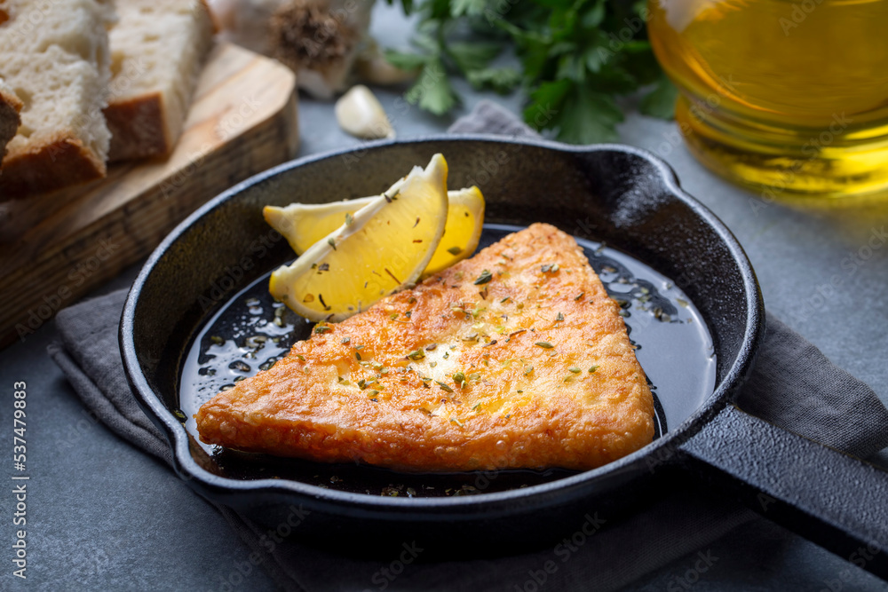 Saganaki is a Greek delicacy of fried cheese.