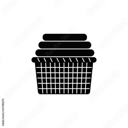 Basket clean cloth icon in black flat glyph, filled style isolated on white background
