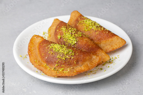 Traditional Turkish Dessert Tas Kadayif photo