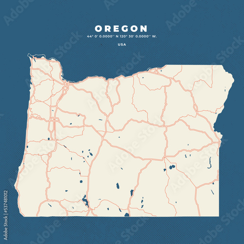 Oregon Map vector poster flyer	 photo
