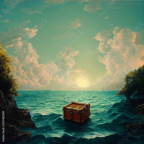 Treasure chest on the seashore