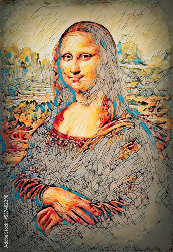 reproduction of Mona Lisa by Leonardo da Vinci. Painting effect. photo