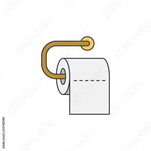 Toilet paper holder icon in color, isolated on white background 