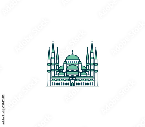 Photography Blue Mosque symbol and city landmark tourist attraction illustration