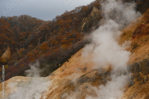 hot spring in autumn