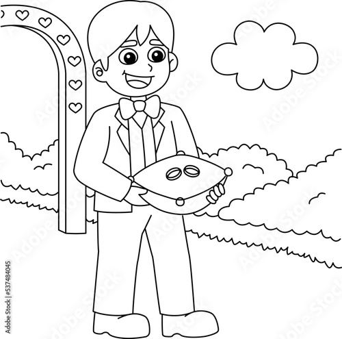 Wedding Ring Bearer Coloring Page for Kids photo