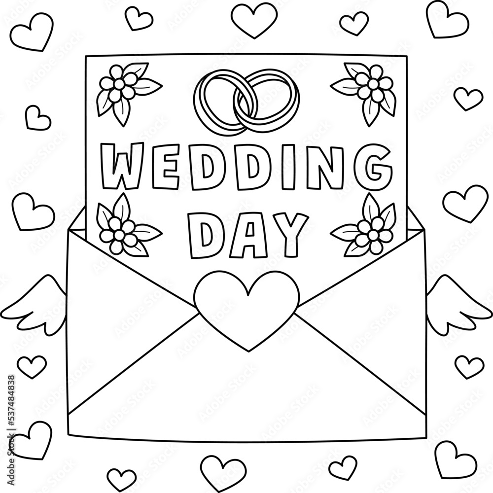  Wedding Day Letter Coloring Page for Kids