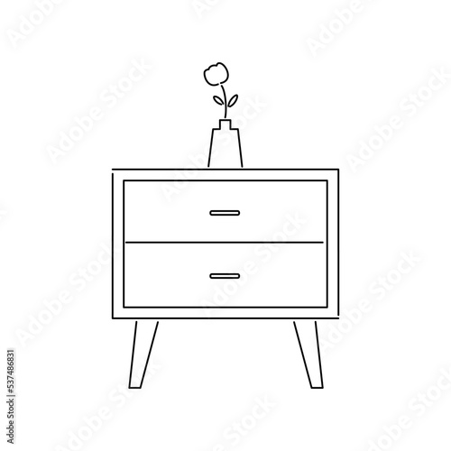 一輪挿しを置いたチェスト