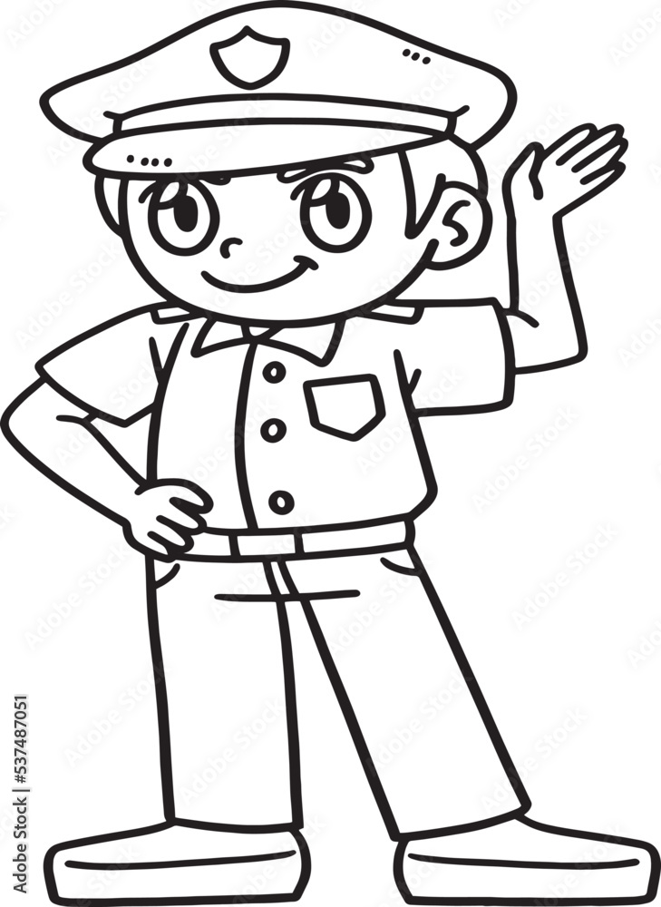 Policeman Isolated Coloring Page for Kids