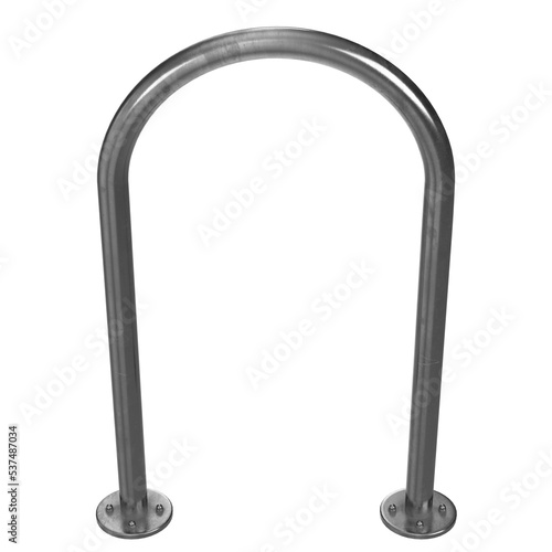 3d rendering illustration of an inverted U bicycle rack