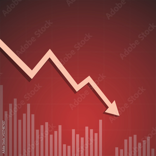 World Economic Recession Illustration with Red Base Color