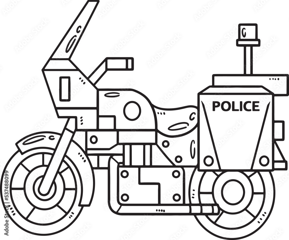 Police Motorcycle Isolated Coloring Page for Kids Stock Vector | Adobe