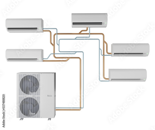 multisystem air conditioner transparent background 3d photo