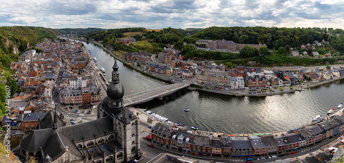 The top view of Pont Charles de Gaulle bridge over Meuse river in Dinant, Belgium photo