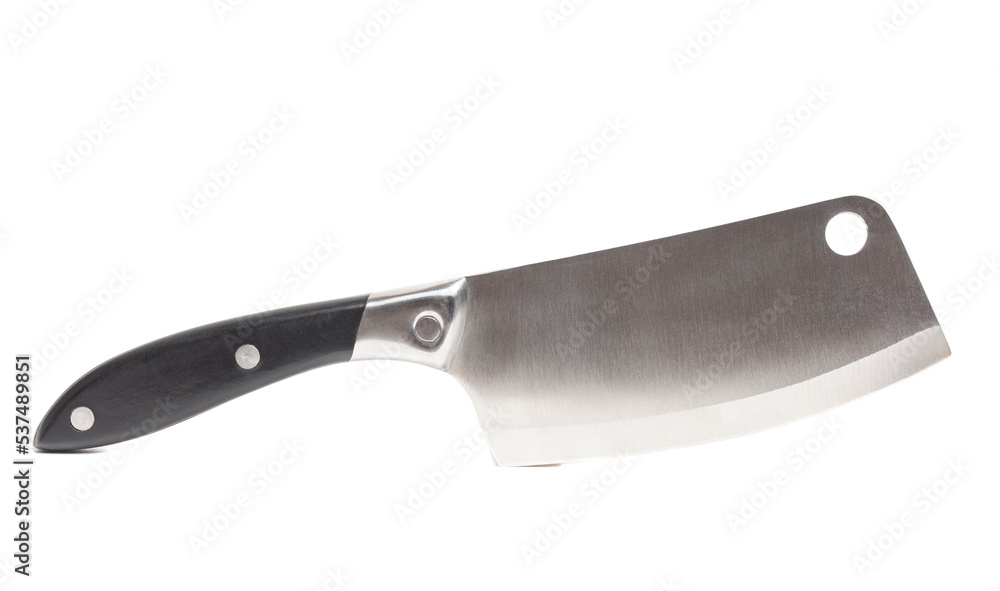 Large sharp cleaver knife isolated on white Large sharp cleaver knife isolated on white