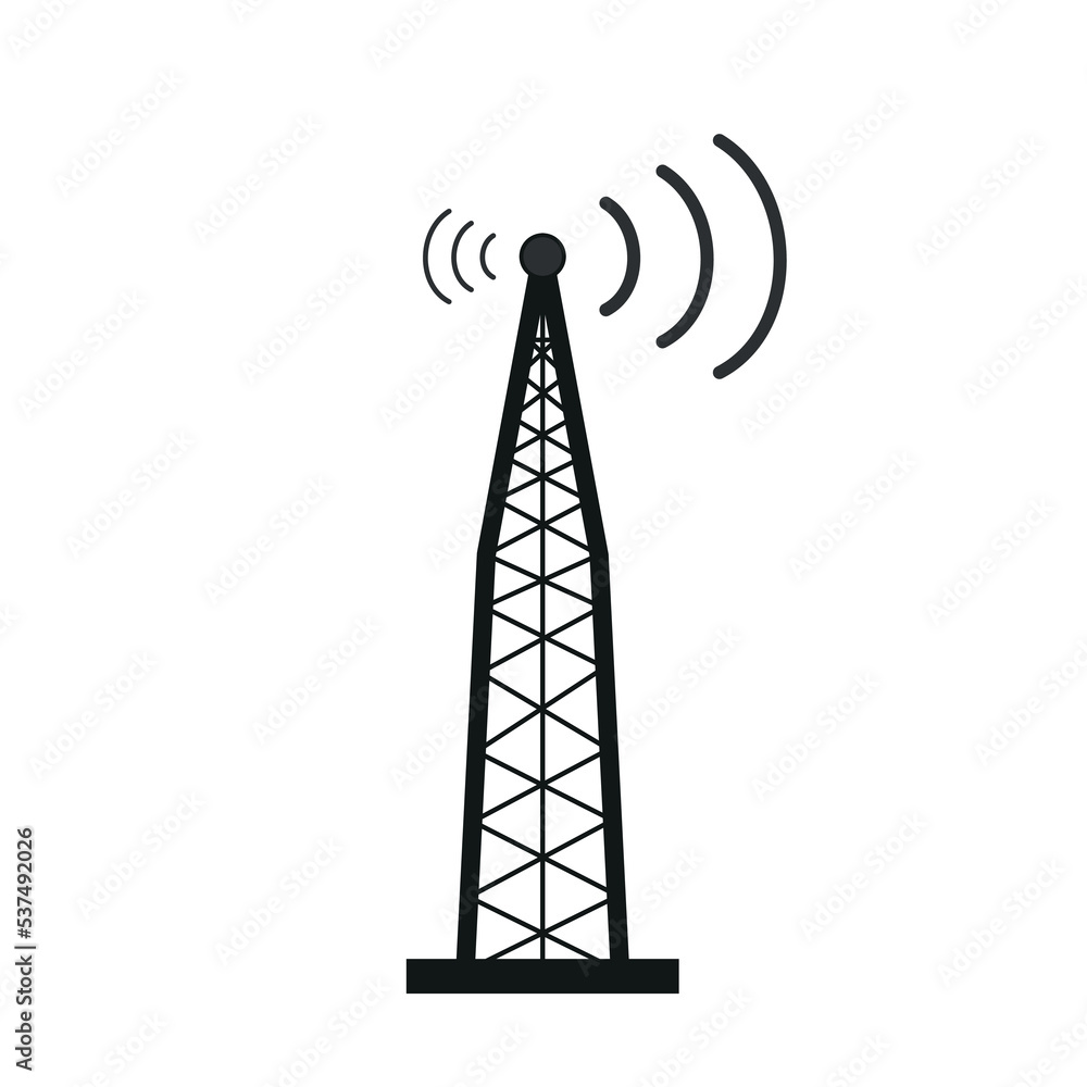 Radio tower, antenna, illustration, vector Radio tower, antenna, illustration, vector