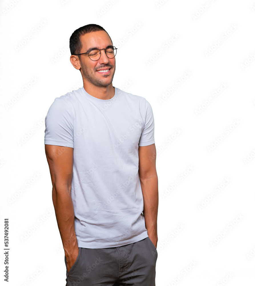Happy young man laughing Happy young man laughing
