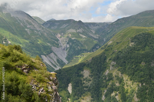 View of the gorge in the Caucasus mountains.