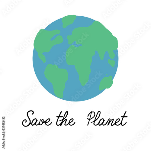 Flat planet Earth icon. Save our planet concept. Vector illustration for web banner, web and mobile, infographics.