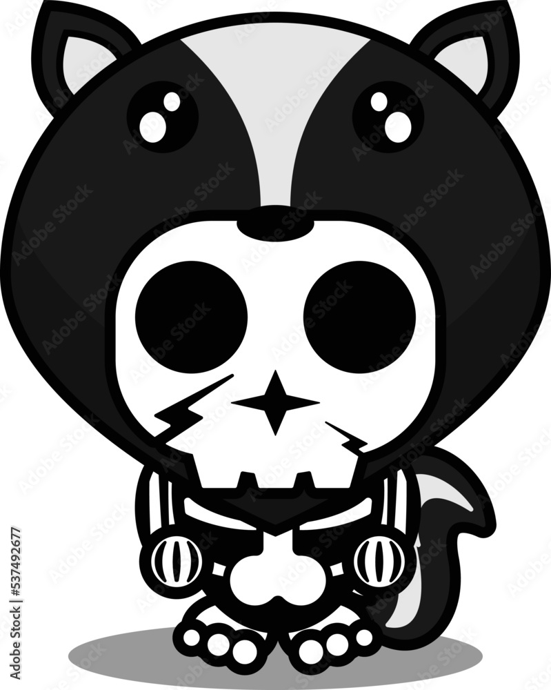 vector illustration of mascot costume cartoon character animal man skunk cute skull