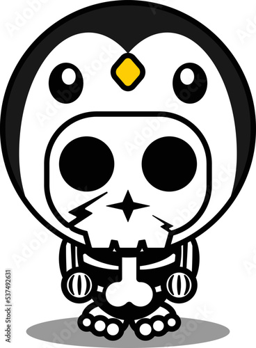 vector illustration of mascot costume cartoon character animal man penguin cute skull