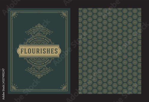 Vintage ornament greeting card calligraphic ornate swirls and vignettes frame design vector template