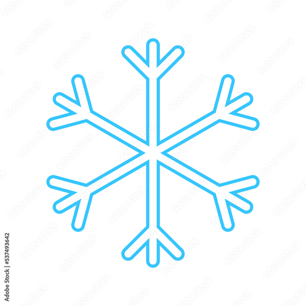 Simple snowflake made of blue lines. Festive decoration for New Year and Christmas, symbol of winter, element for design. Vector illustration Simple snowflake made of blue lines. Festive decoration for New Year and Christmas, symbol of winter, element for design. Vector illustration