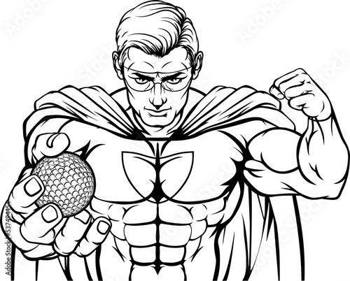 Wallpaper Mural Superhero Holding Golf Ball Sports Mascot Torontodigital.ca