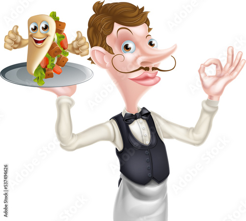 Cartoon Waiter With Perfect...