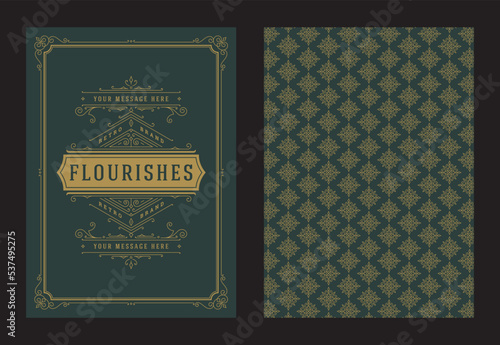 Vintage ornament greeting card calligraphic ornate swirls and vignettes frame design vector template