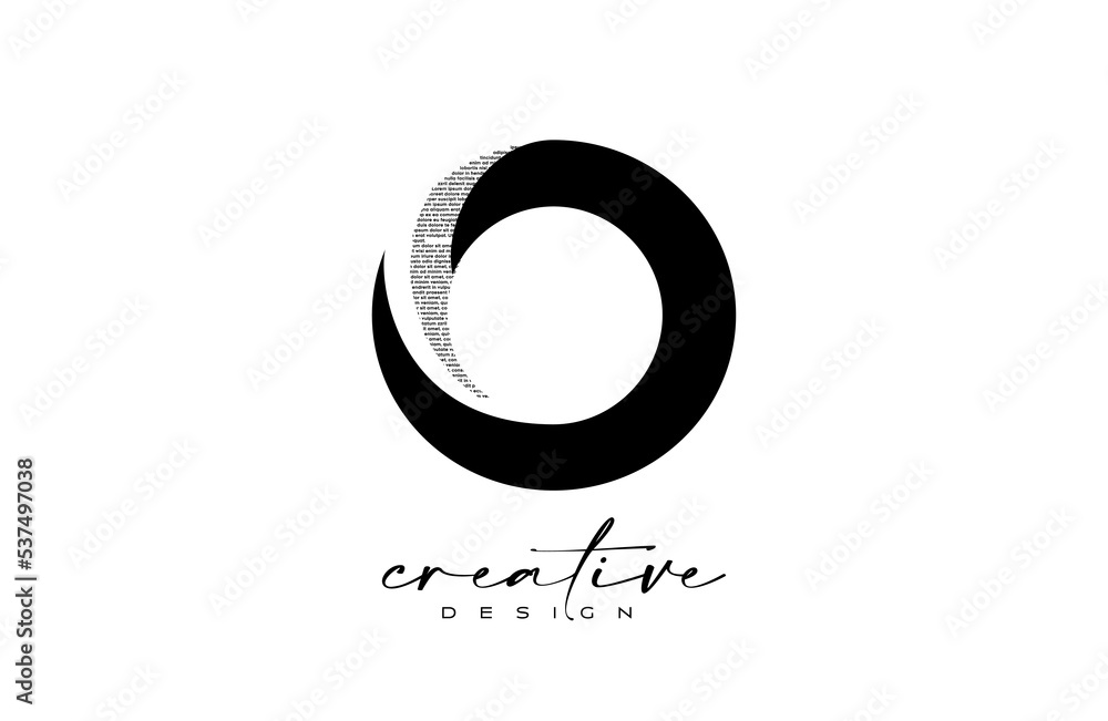 O Letter Logo Design with Creative letter O made of Black text font Texture Vector