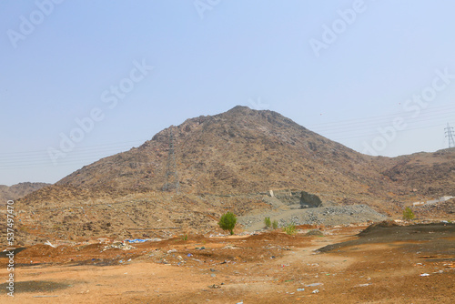 Muslims at Mount Arafat (or Jabal Rahmah) in Saudi Arabia. This is the place where Adam and Eve met after being overthrown from heaven. photo