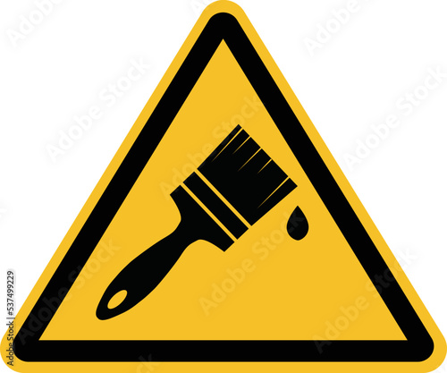 warning wet paint on white background. caution wet paint sign. flat style.