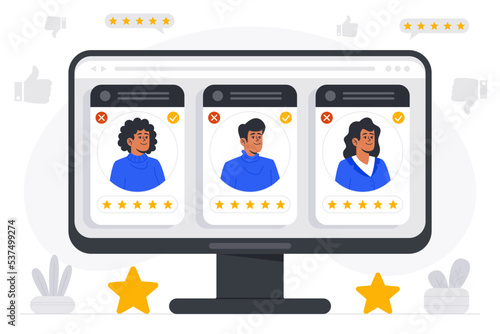 Flat feedback concept vector illustration. Customer experience and business marketing design. Client comment.