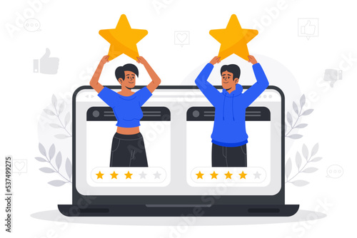 Flat feedback concept vector illustration. Customer experience and business marketing design. Client comment.