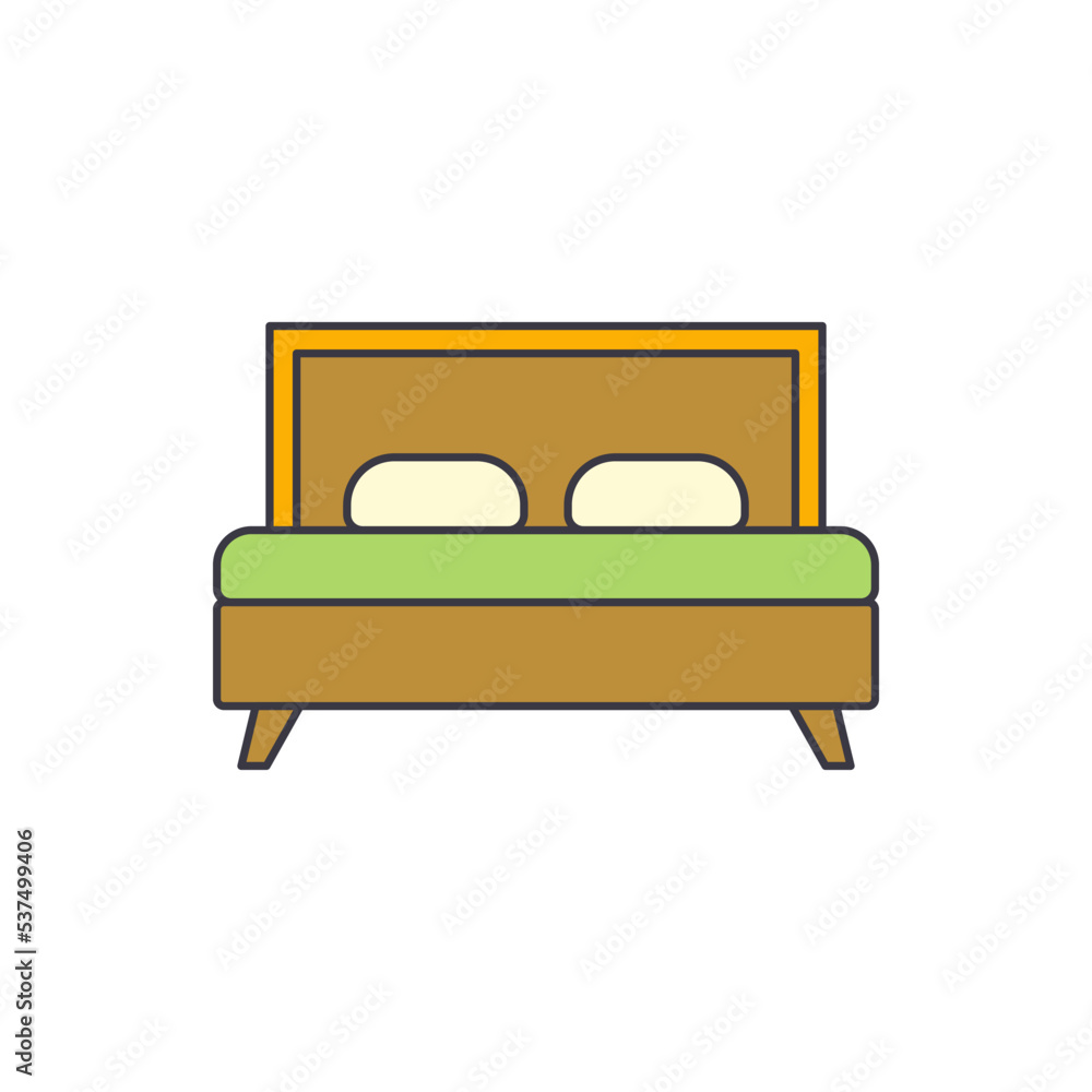 bed icon in color, isolated on white background bed icon in color, isolated on white background