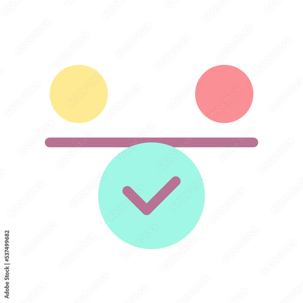 Balance flat color ui icon. Inner harmony and calmness. Comparison. Work life balance. Simple filled element for mobile app. Colorful solid pictogram. Vector isolated RGB illustration Balance flat color ui icon. Inner harmony and calmness. Comparison. Work life balance. Simple filled element for mobile app. Colorful solid pictogram. Vector isolated RGB illustration